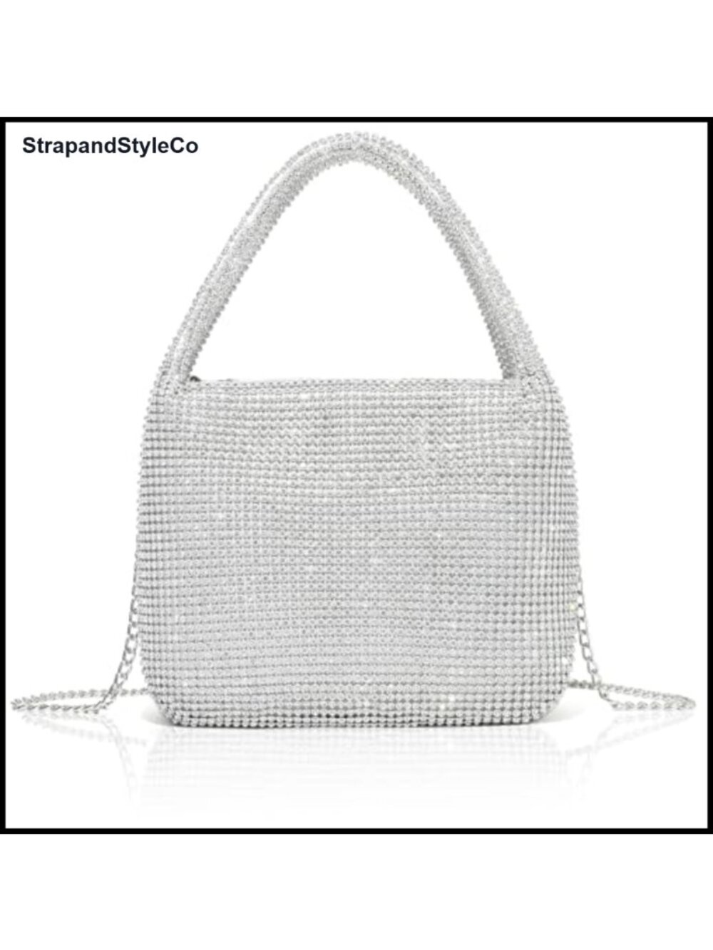 Rhinestone Clutch Evening Bag Detachable Crossbody Chain